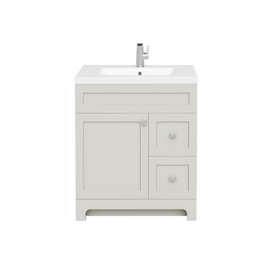 Daisy 30" Freestanding Vanity w/top and Modern Shaker Doors - Willow Grey