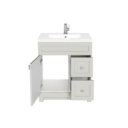 Daisy 30" Freestanding Vanity w/top and Modern Shaker Doors - Willow Grey