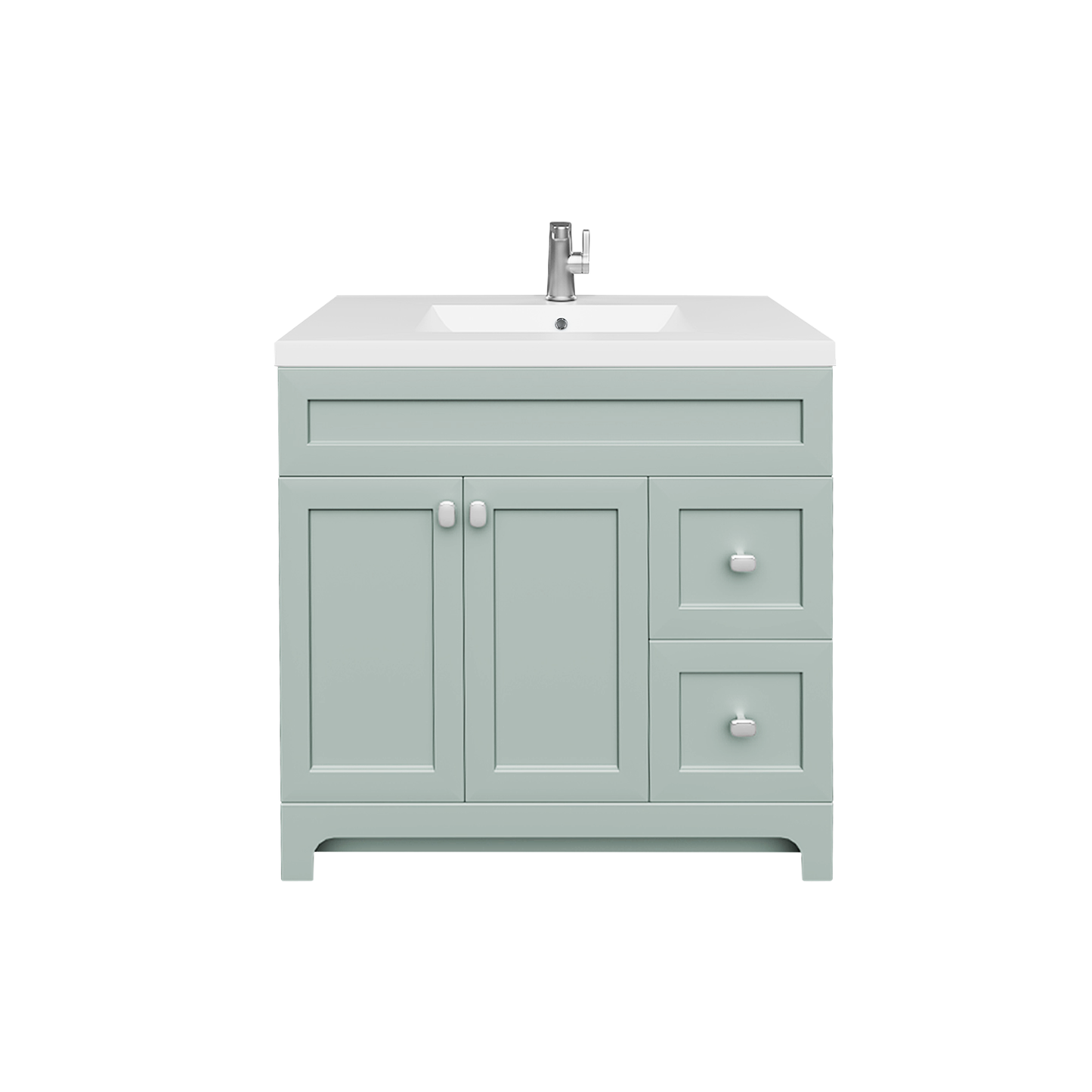 Daisy 36" Freestanding Vanity w/top and Modern Shaker Doors - Sage