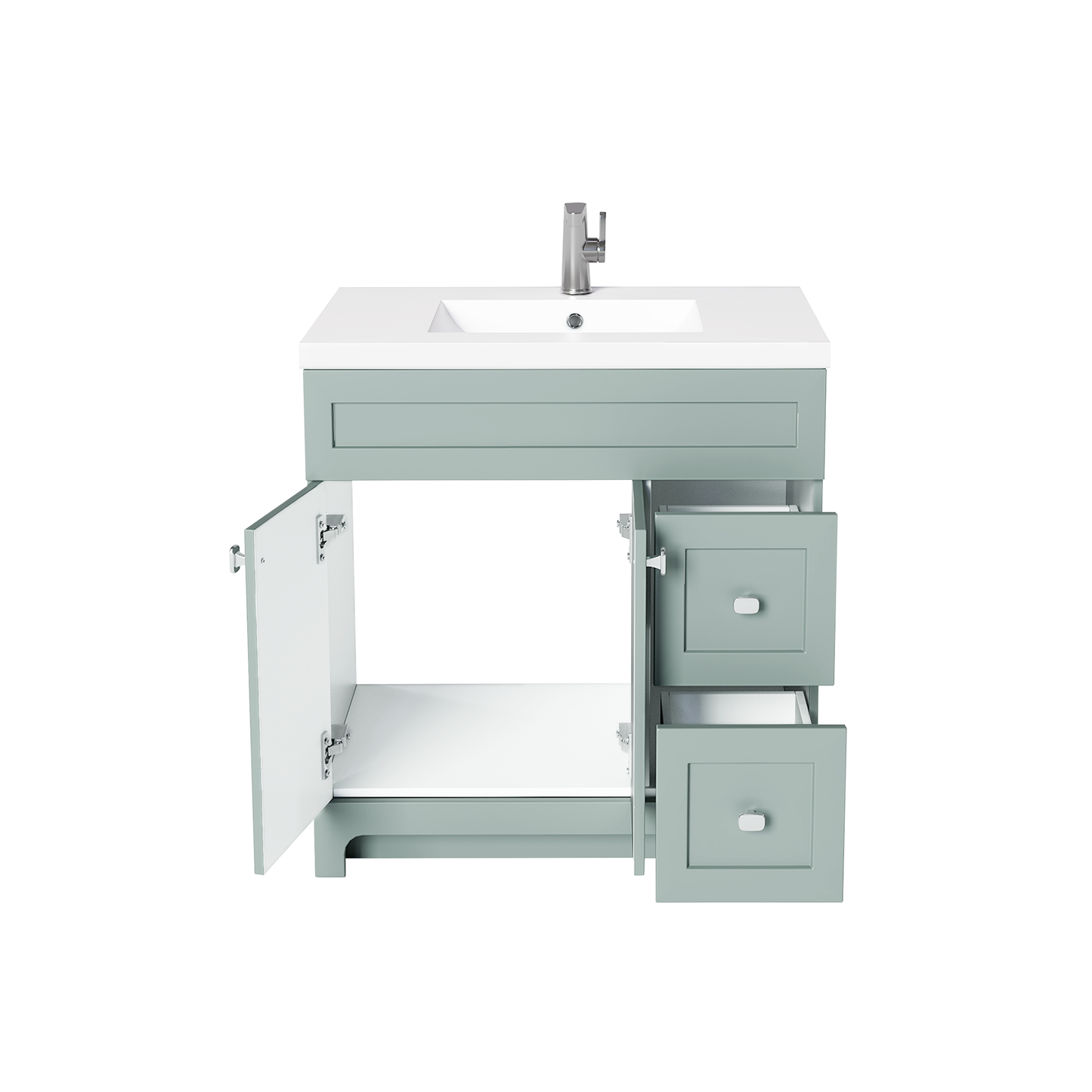 Daisy 36" Freestanding Vanity w/top and Modern Shaker Doors - Sage