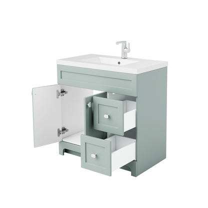 Daisy 36" Freestanding Vanity w/top and Modern Shaker Doors - Sage