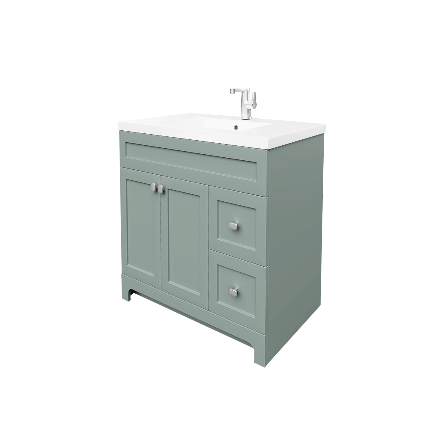 Daisy 36" Freestanding Vanity w/top and Modern Shaker Doors - Serenity