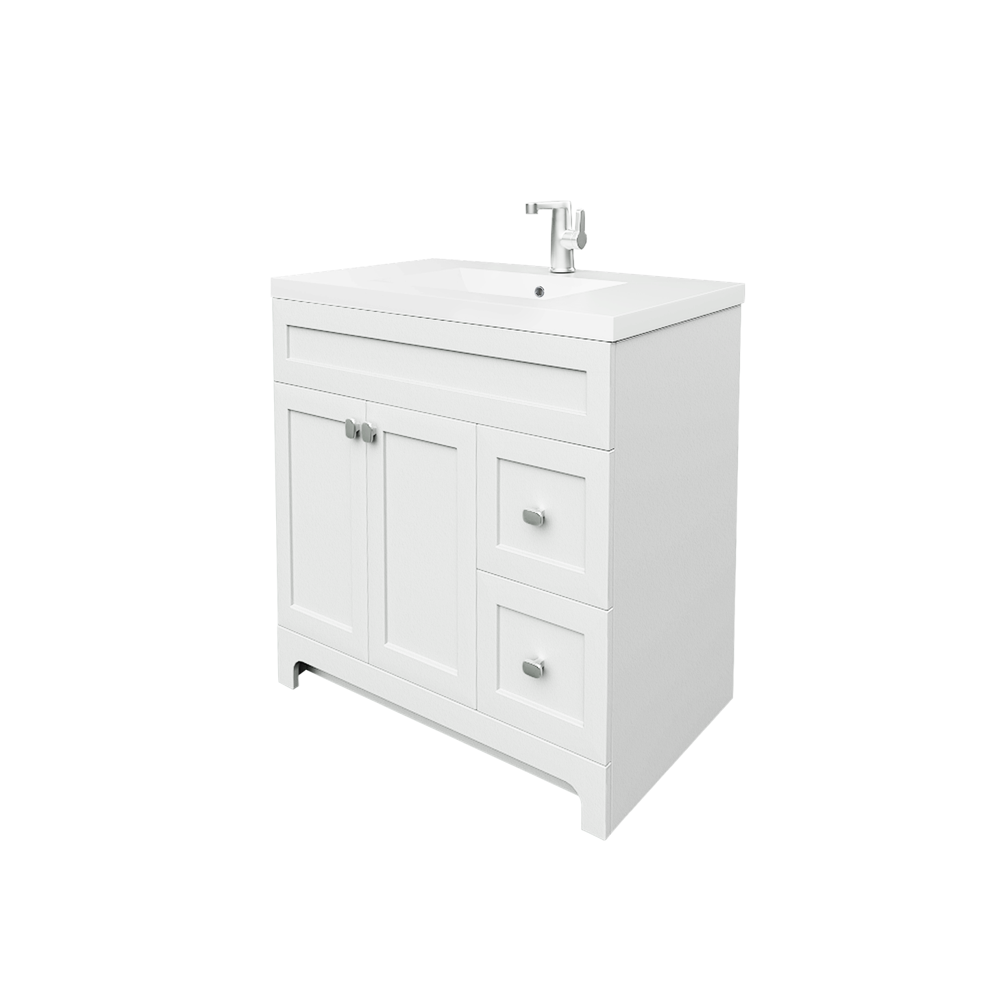 Daisy 36" Freestanding Vanity w/top and Modern Shaker Doors - White