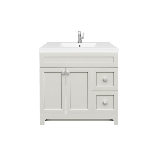 Daisy 36" Freestanding Vanity w/top and Modern Shaker Doors - Willow Grey