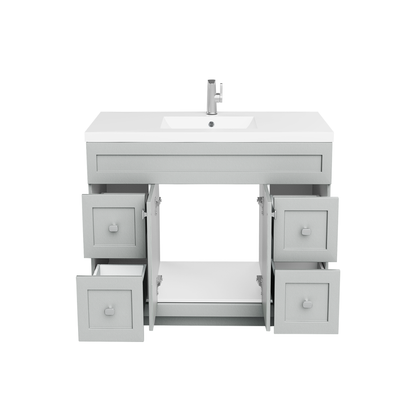 Daisy 48" Freestanding Vanity w/top and Modern Shaker Doors - Canadian Grey