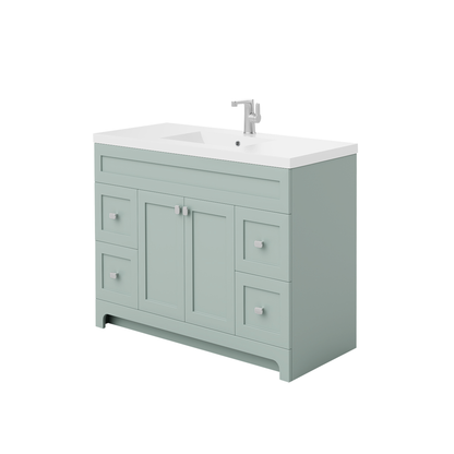 Daisy 48" Freestanding Vanity w/top and Modern Shaker Doors - Sage