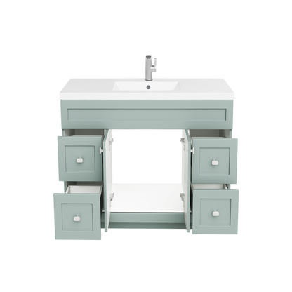 Daisy 48" Freestanding Vanity w/top and Modern Shaker Doors - Sage