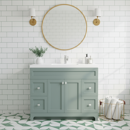 Daisy 48" Freestanding Vanity w/top and Modern Shaker Doors - Serenity