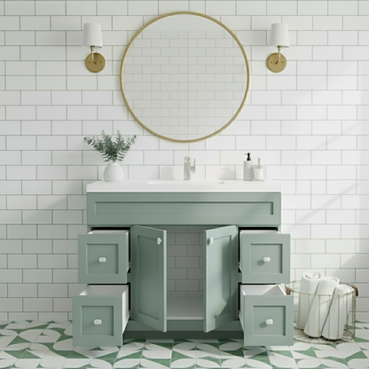 Daisy 48" Freestanding Vanity w/top and Modern Shaker Doors - Serenity