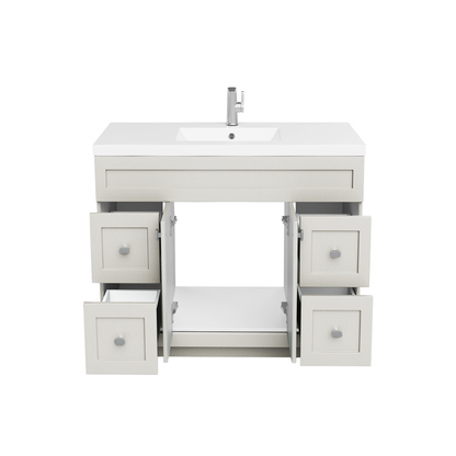 Daisy 48" Freestanding Vanity w/top and Modern Shaker Doors - Willow Grey