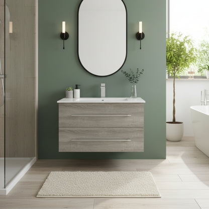 Kato 30" Single Sink Wall Mounted Cultured Marble Top Bathroom Vanity - Dorato