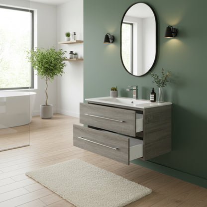 Kato 30" Single Sink Wall Mounted Cultured Marble Top Bathroom Vanity - Dorato