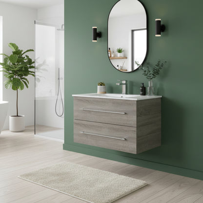 Kato 30" Single Sink Wall Mounted Cultured Marble Top Bathroom Vanity - Dorato