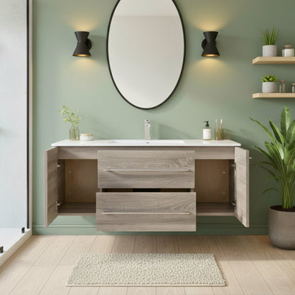 Kato 48" Single Sink Wall Mounted Cultured Marble Top Bathroom Vanity - Dorato