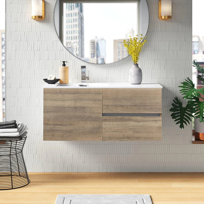 Beachwood 42" Single Sink Wall Mounted Cultured Marble Top Bathroom Vanity - Dorato