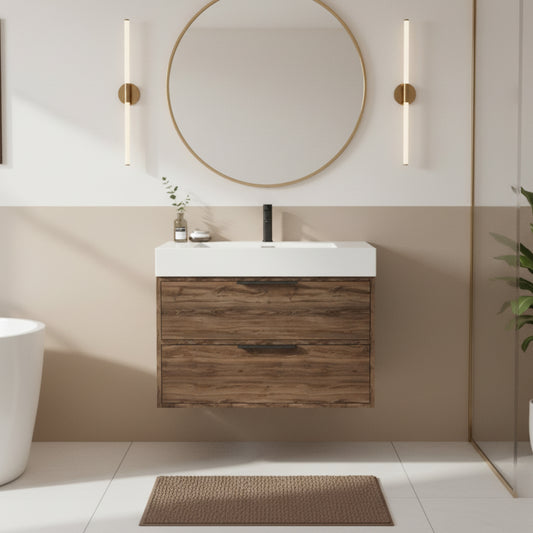 Savoy 30" Single Sink Wall Mounted Cultured Marble Top Bathroom Vanity - Americana