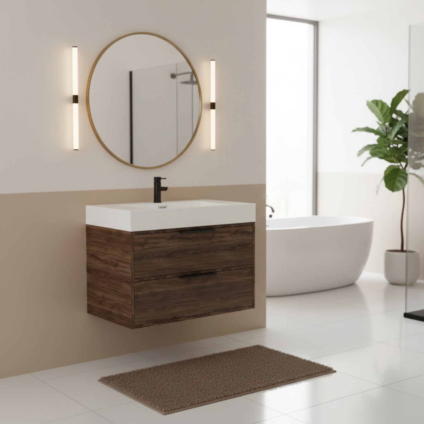 Savoy 30" Single Sink Wall Mounted Cultured Marble Top Bathroom Vanity - Americana