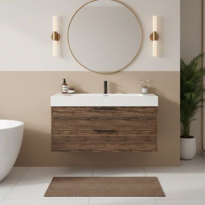 Savoy 42" Single Sink Wall Mounted Cultured Marble Top Bathroom Vanity - Americana