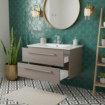 Silhouette 30" Single Sink Wall Mount Cultured Marble Top Bathroom Vanity - Aria