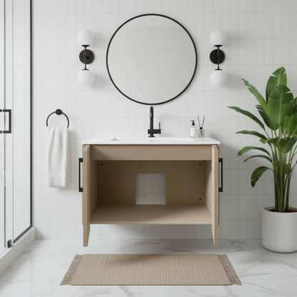 Bekka 30" Wall Mount Single Sink Cultured Marble Top Modern Bathroom Vanity - Flavia
