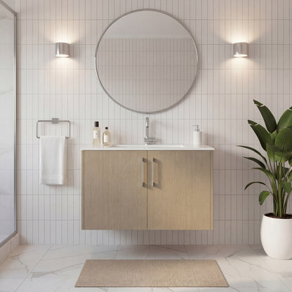 Bekka 30" Wall Mount Single Sink Cultured Marble Top Modern Bathroom Vanity - Flavia