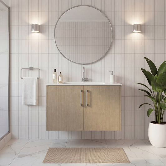 Bekka 30" Wall Mount Single Sink Cultured Marble Top Modern Bathroom Vanity - Flavia