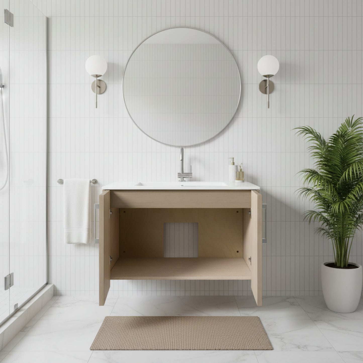 Bekka 30" Wall Mount Single Sink Cultured Marble Top Modern Bathroom Vanity - Flavia