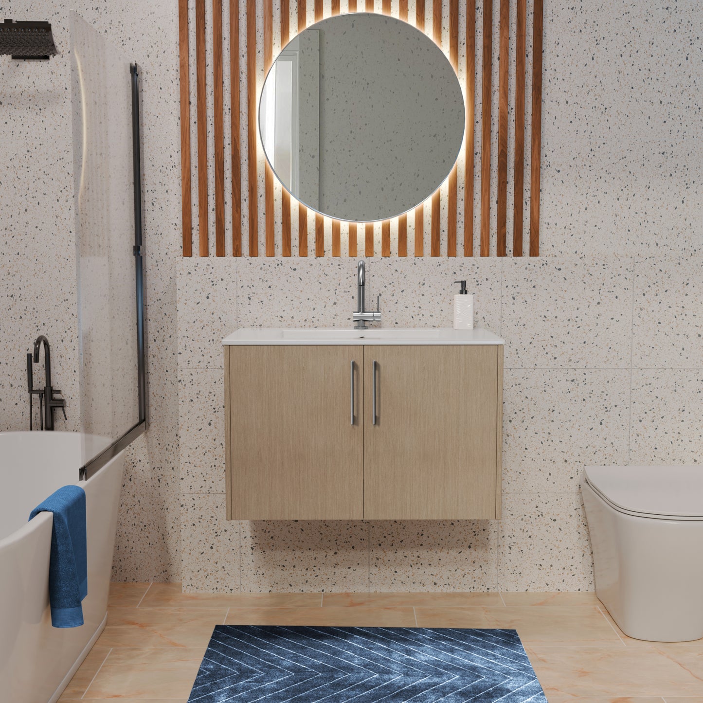 Bekka 30" Wall Mount Single Sink Cultured Marble Top Modern Bathroom Vanity - Flavia