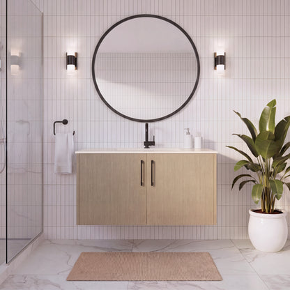 Bekka 36" Wall Mount Single Sink Cultured Marble Top Modern Bathroom Vanity - Flavia