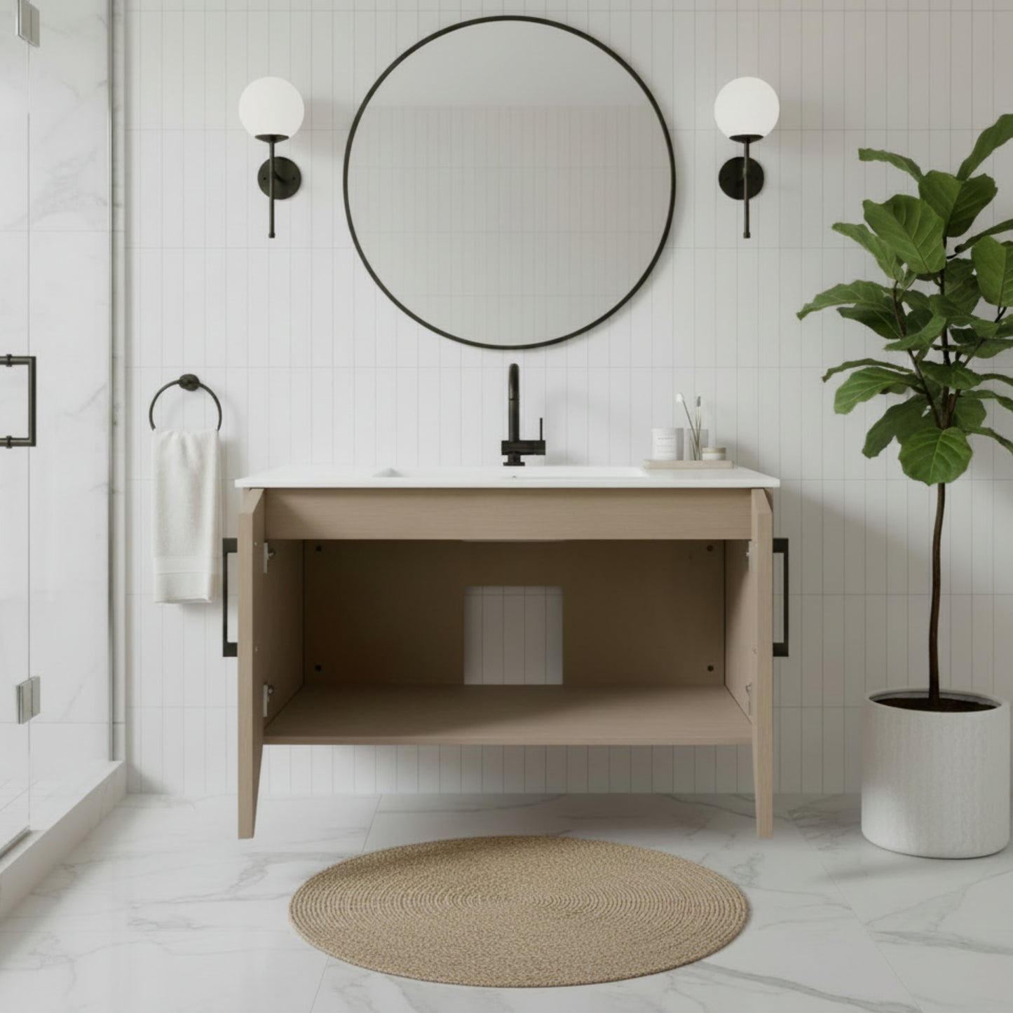 Bekka 36" Wall Mount Single Sink Cultured Marble Top Modern Bathroom Vanity - Flavia
