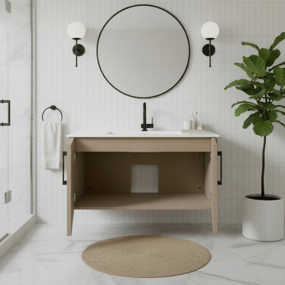 Bekka 36" Wall Mount Single Sink Cultured Marble Top Modern Bathroom Vanity - Flavia