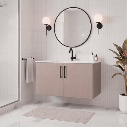 Bekka 36" Wall Mount Single Sink Cultured Marble Top Modern Bathroom Vanity - Flavia