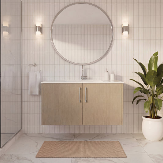 Bekka 36" Wall Mount Single Sink Cultured Marble Top Modern Bathroom Vanity - Flavia