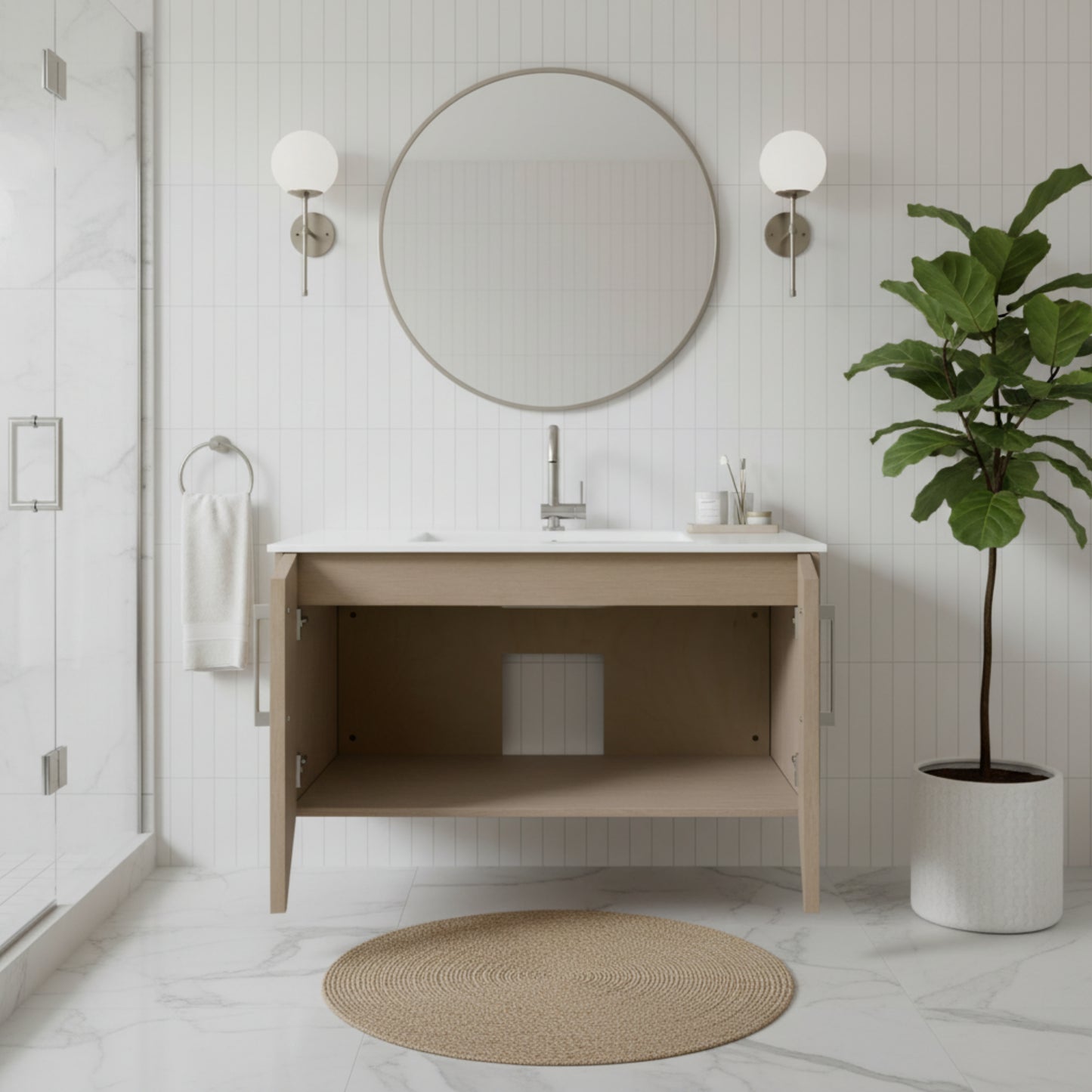 Bekka 36" Wall Mount Single Sink Cultured Marble Top Modern Bathroom Vanity - Flavia