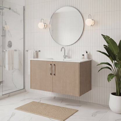 Bekka 36" Wall Mount Single Sink Cultured Marble Top Modern Bathroom Vanity - Flavia