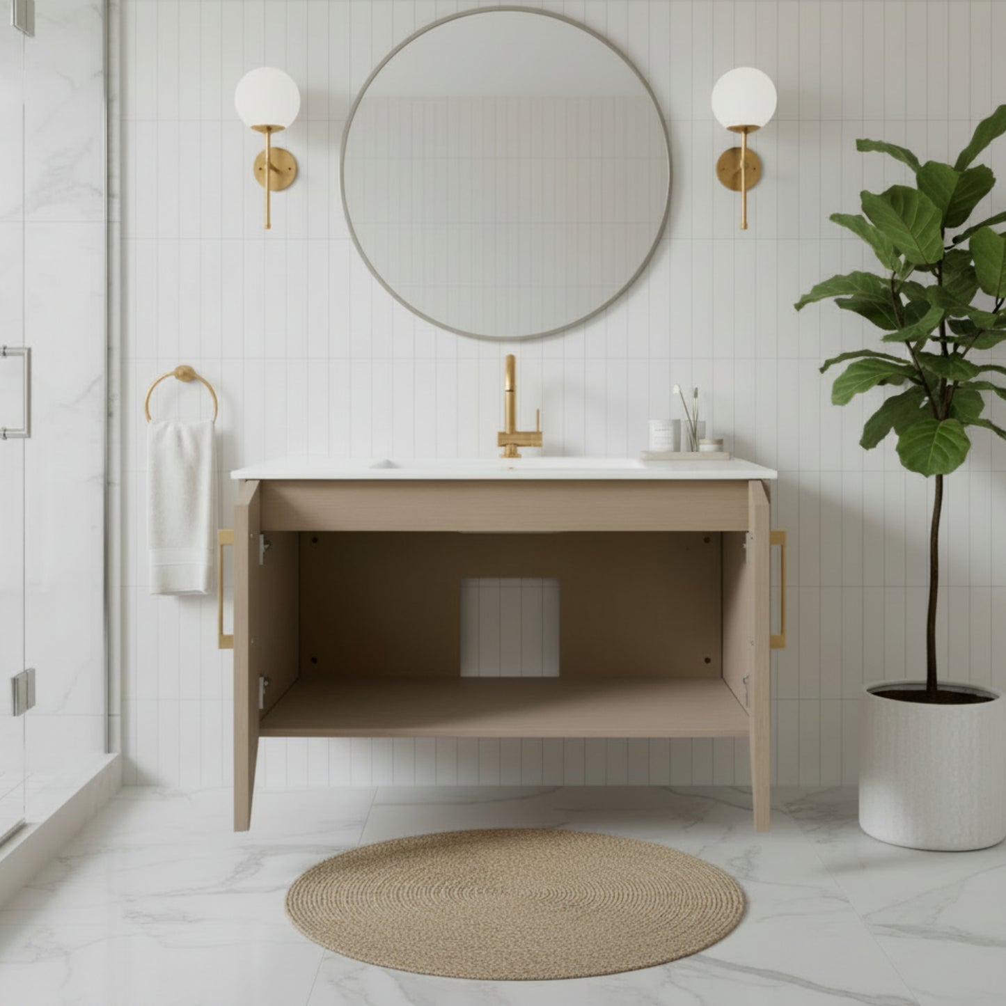 Bekka 36" Wall Mount Single Sink Cultured Marble Top Modern Bathroom Vanity - Flavia