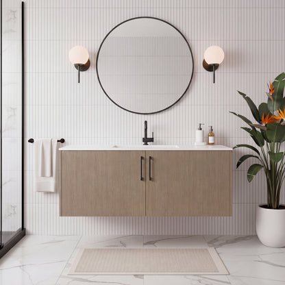 Bekka 48" Wall Mount Single Sink Cultured Marble Top Modern Bathroom Vanity - Flavia
