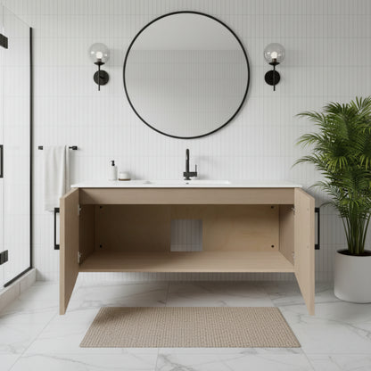 Bekka 48" Wall Mount Single Sink Cultured Marble Top Modern Bathroom Vanity - Flavia
