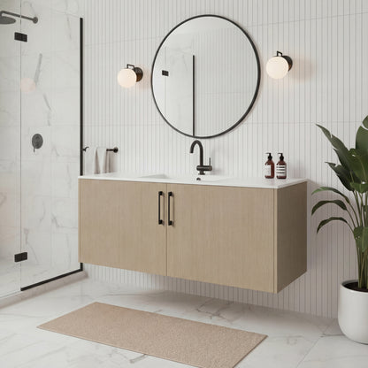 Bekka 48" Wall Mount Single Sink Cultured Marble Top Modern Bathroom Vanity - Flavia