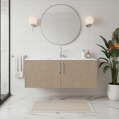 Bekka 48" Wall Mount Single Sink Cultured Marble Top Modern Bathroom Vanity - Flavia