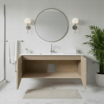 Bekka 48" Wall Mount Single Sink Cultured Marble Top Modern Bathroom Vanity - Flavia