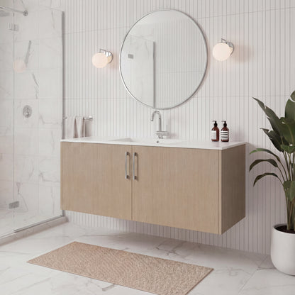 Bekka 48" Wall Mount Single Sink Cultured Marble Top Modern Bathroom Vanity - Flavia