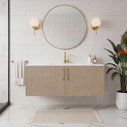 Bekka 48" Wall Mount Single Sink Cultured Marble Top Modern Bathroom Vanity - Flavia