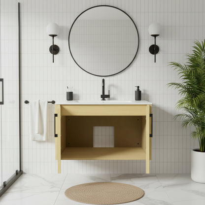 Bekka 30" Wall Mount Single Sink Cultured Marble Top Modern Bathroom Vanity - Lago
