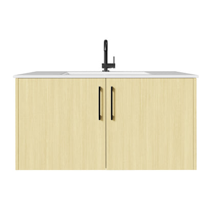 Bekka 36" Wall Mount Single Sink Cultured Marble Top Modern Bathroom Vanity - Lago