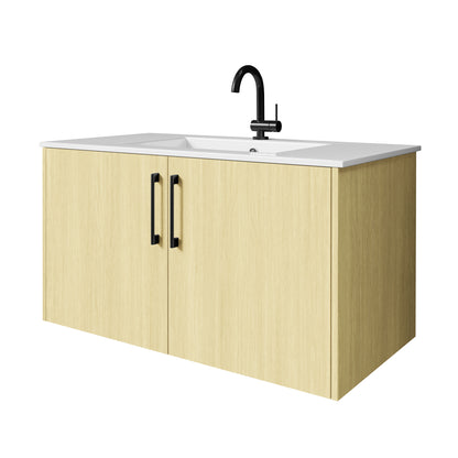 Bekka 36" Wall Mount Single Sink Cultured Marble Top Modern Bathroom Vanity - Lago