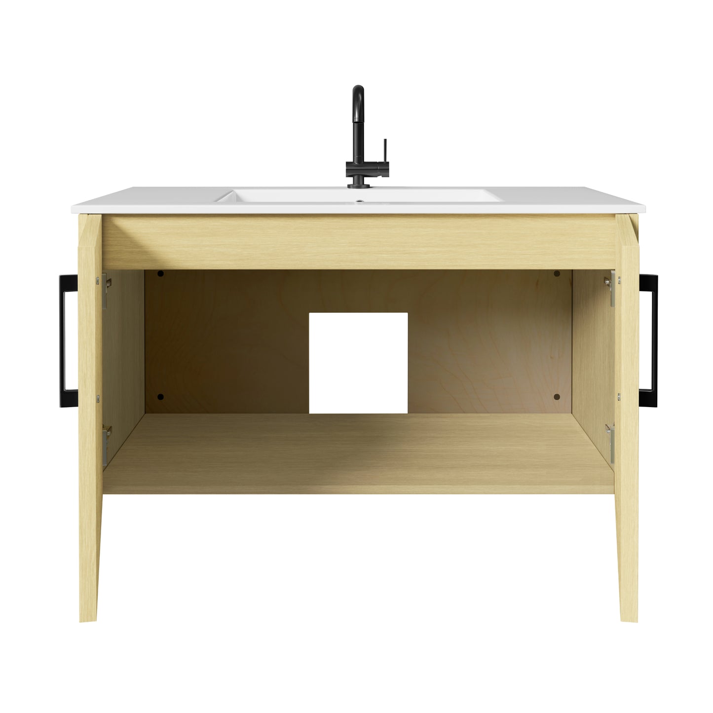 Bekka 36" Wall Mount Single Sink Cultured Marble Top Modern Bathroom Vanity - Lago