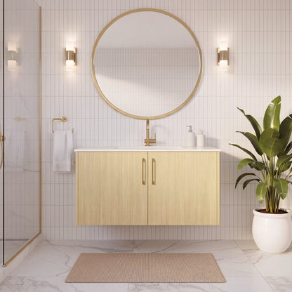 Bekka 36" Wall Mount Single Sink Cultured Marble Top Modern Bathroom Vanity - Lago