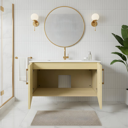 Bekka 36" Wall Mount Single Sink Cultured Marble Top Modern Bathroom Vanity - Lago
