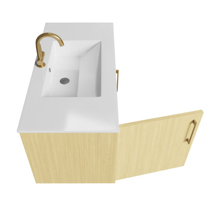 Bekka 36" Wall Mount Single Sink Cultured Marble Top Modern Bathroom Vanity - Lago